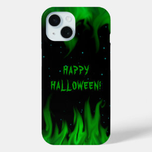 Green Flames in the Starlight Sky iPhone 15 Case