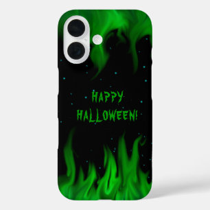 Green Flames in the Starlight Sky iPhone 16 Case