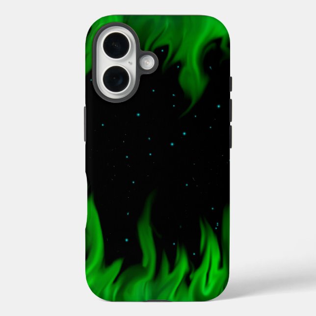 Green Flames in the Starlight Sky Case-Mate iPhone Case (Back)
