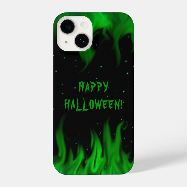 Green Flames in the Starlight Sky iPhone Case (Back)