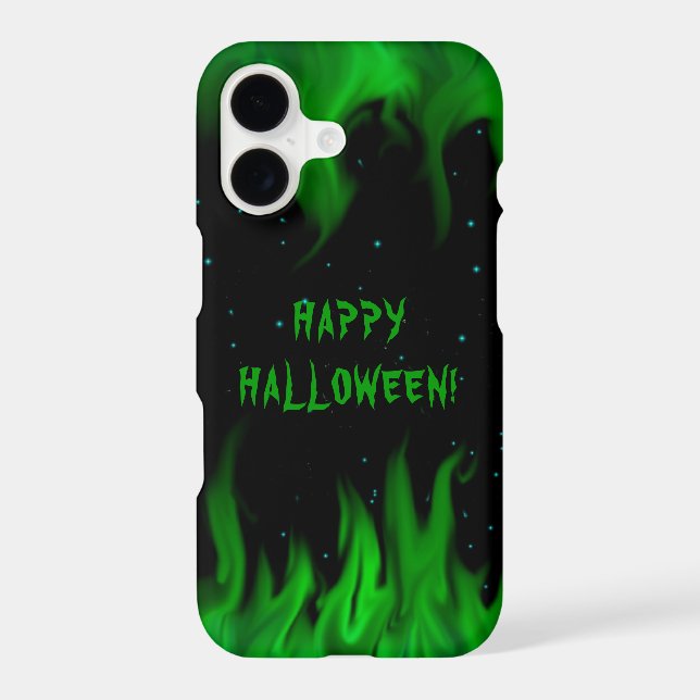 Green Flames in the Starlight Sky iPhone Case (Back)