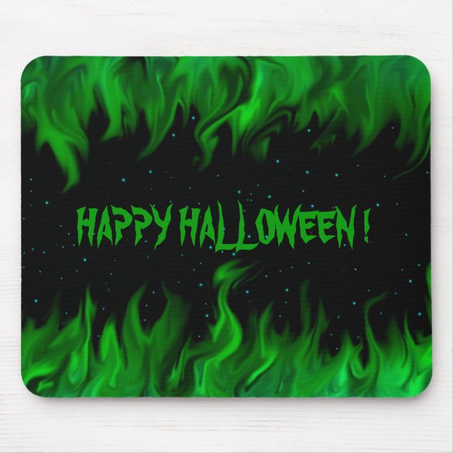 Green Flames in the Starlight Sky Mouse Mat (Front)