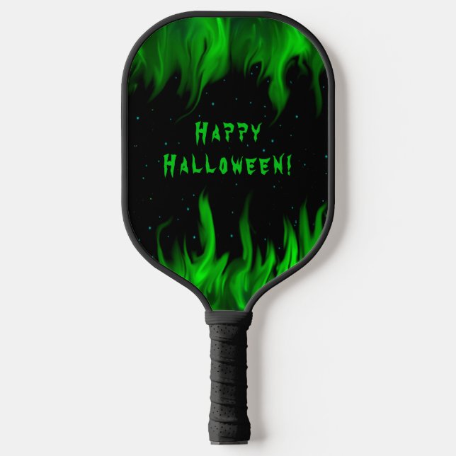 Green Flames in the Starlight Sky Pickleball Paddle (Front)