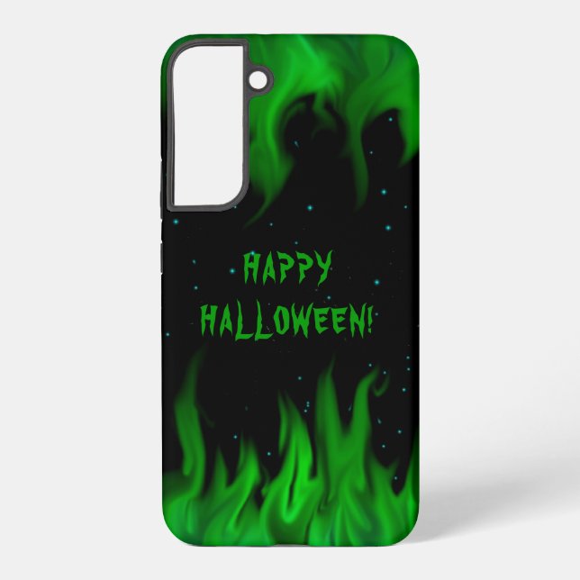 Green Flames in the Starlight Sky Samsung Galaxy S22+ Case (Back)