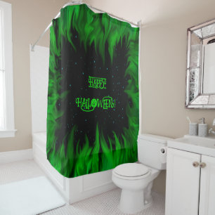 Green Flames in the Starlight Sky Shower Curtain