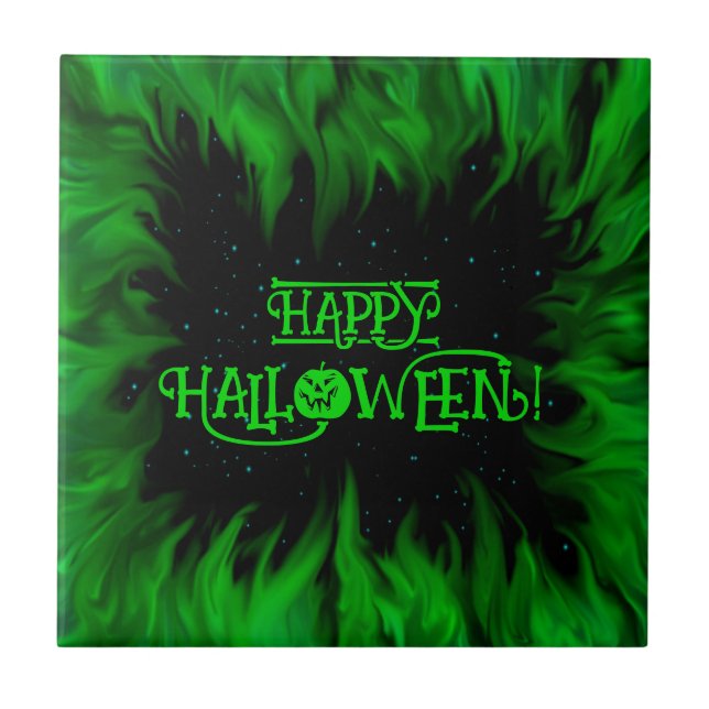 Green Flames in the Starlight Sky Tile (Front)