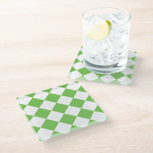 Green Flash Diamond Pattern Glass Coaster (Angled)