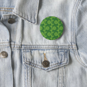 Green Flat Flower Garden Pattern 6 Cm Round Badge