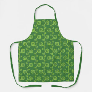 Green Flat Flower Garden Pattern Apron