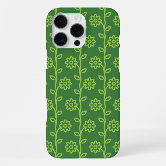 Green Flat Flower Garden Pattern iPhone Case (Back)