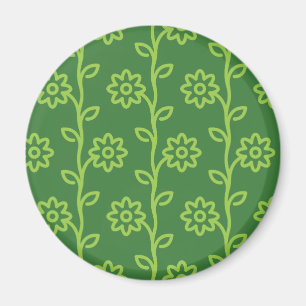 Green Flat Flower Garden Pattern Magnet