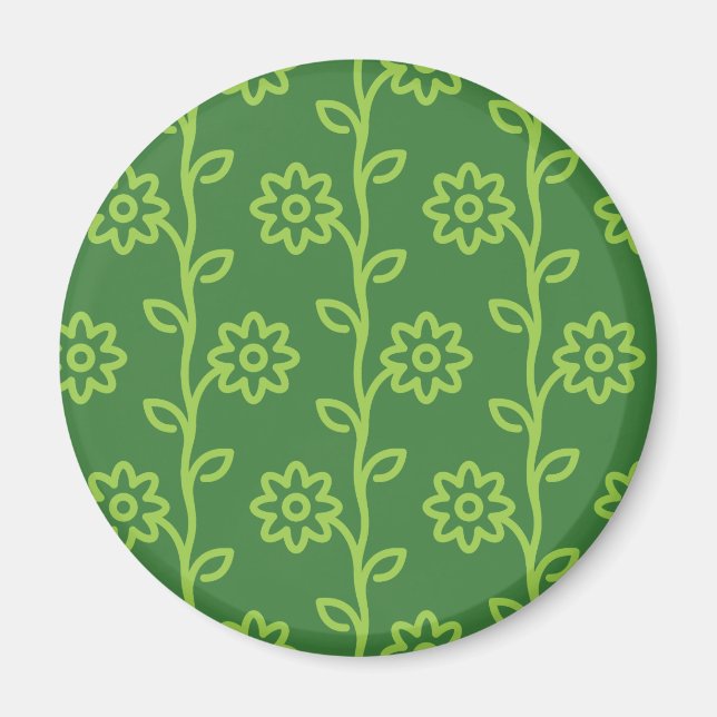 Green Flat Flower Garden Pattern Magnet (Front)