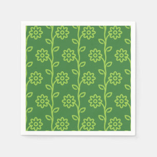 Green Flat Flower Garden Pattern Napkin