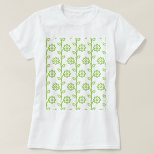 Green Flat Flower Garden Pattern T-Shirt