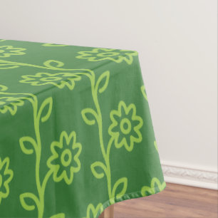 Green Flat Flower Garden Pattern Tablecloth