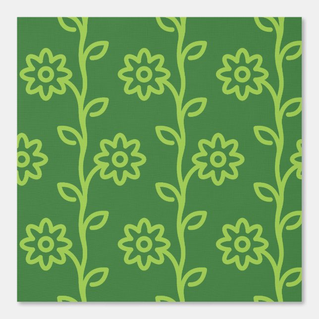 Green Flat Flower Garden Pattern Wallpaper (Front)