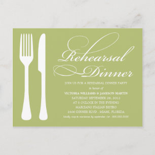 GREEN FLATWARE REHEARSAL DINNER INVITE