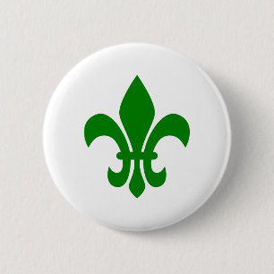 Green Fleur de Lis 6 Cm Round Badge