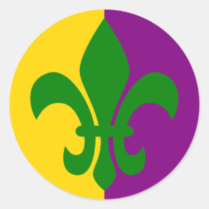 Green Fleur de Lis Classic Round Sticker