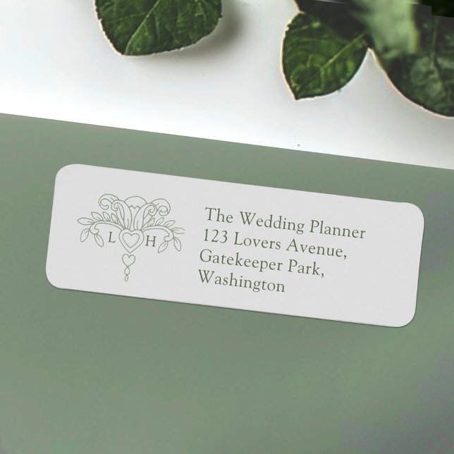 Green fleur de lis leaves wedding return address (Creator Uploaded)