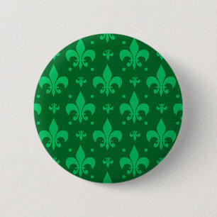 Green Fleur-de-lis Pattern Design  6 Cm Round Badge