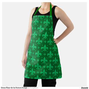 Green Fleur-de-lis Pattern Design  Apron