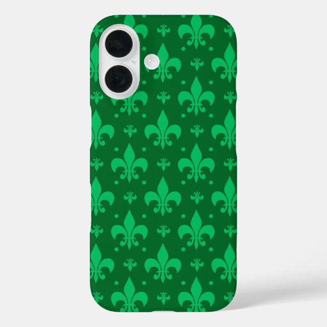 Green Fleur-de-lis Pattern Design  Case-Mate iPhone Case (Back)