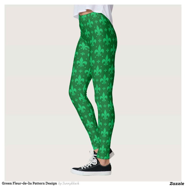 Green Fleur-de-lis Pattern Design  Leggings (Creator Uploaded)