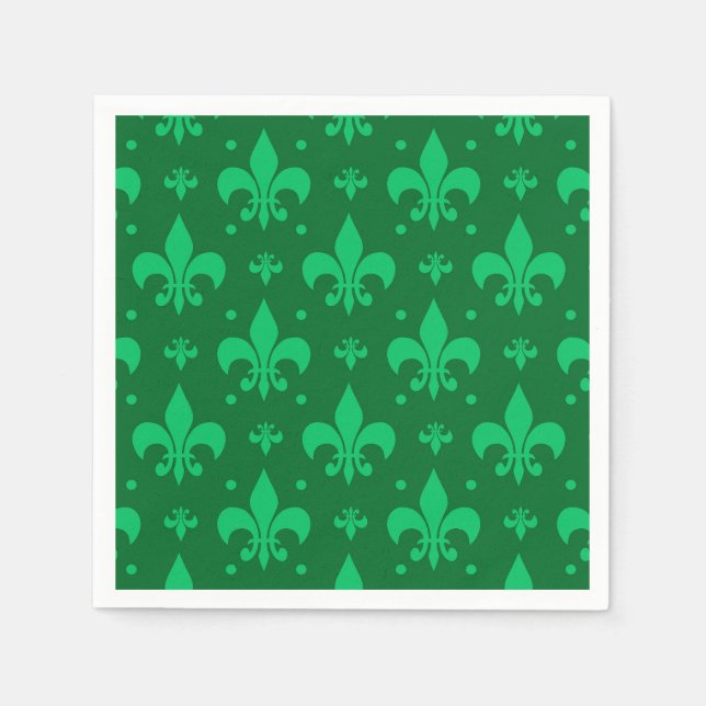 Green Fleur-de-lis Pattern Design  Napkin (Front)