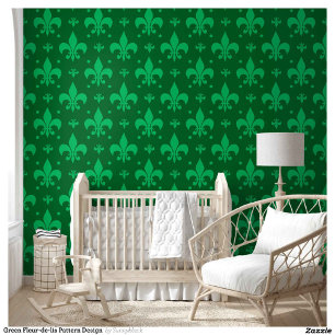 Green Fleur-de-lis Pattern Design  Wallpaper