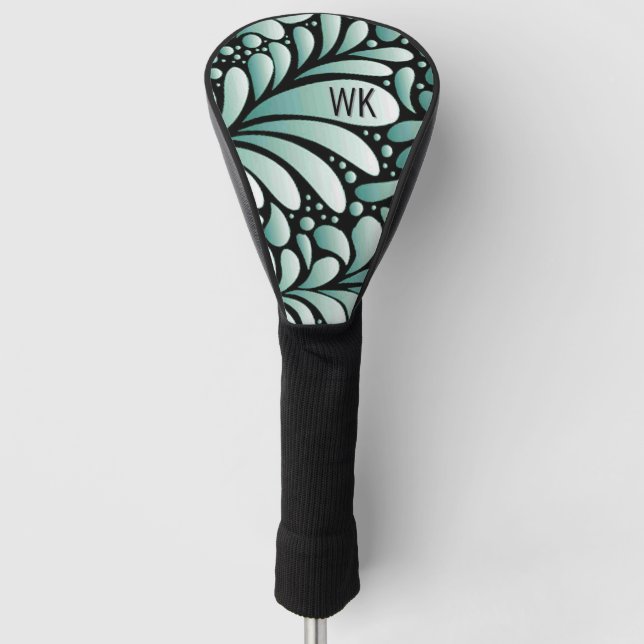 Green Fleur Monogram  Golf Head Cover (Front)