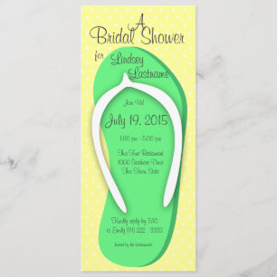 Green Flip Flop Bridal Shower Invitation