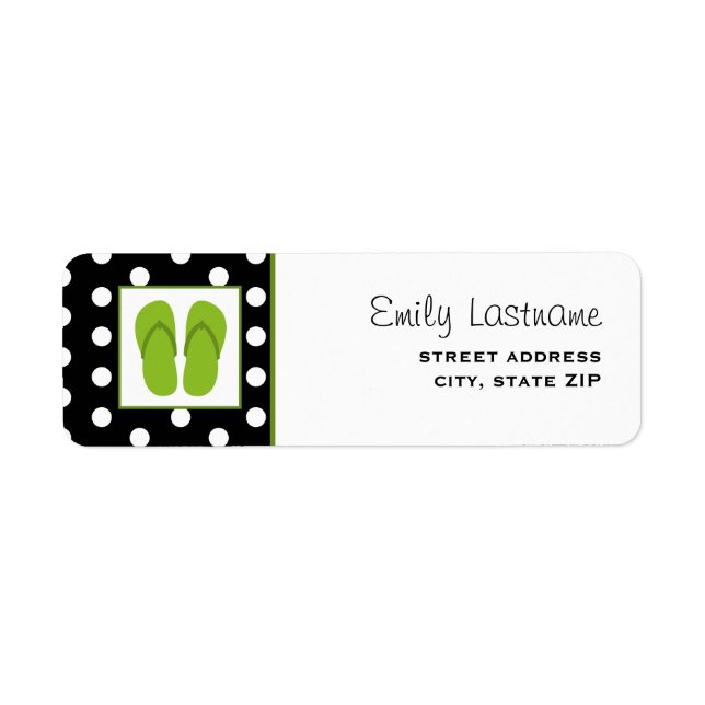 Green Flip Flops / Black With White Polka Dots (Front)