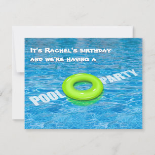 Green Floatie Pool Party Invitation