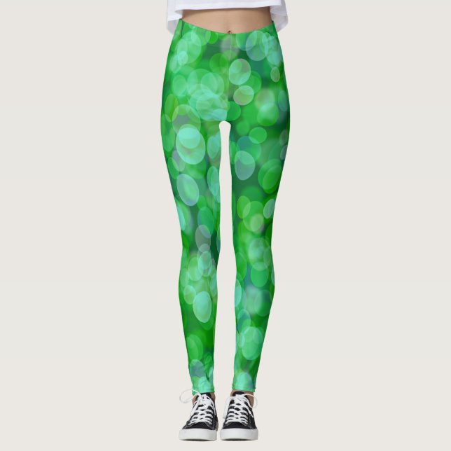 Green Floating Colour  Leggings (Front)
