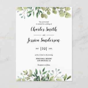 Green Flora Invitation Postcard
