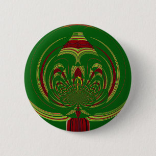 Green Floral 6 Cm Round Badge