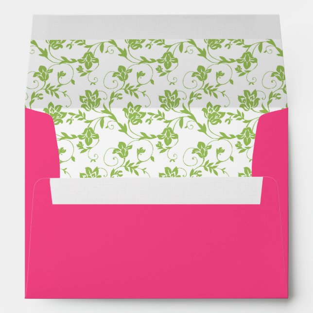 Green Floral and Hot Pink A-7 Envelope (Back (Bottom))