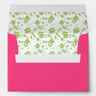 Green Floral and Hot Pink A-7 Envelope