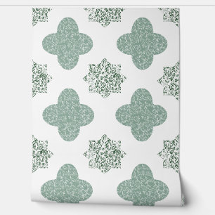 Green Floral Arabesque Wallpaper