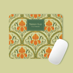 Green Floral Art Nouveau Feminine Business Mouse Mat