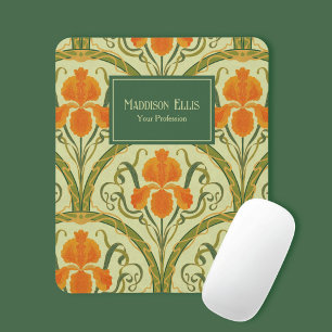 Green Floral Art Nouveau Feminine Business Mouse Mat