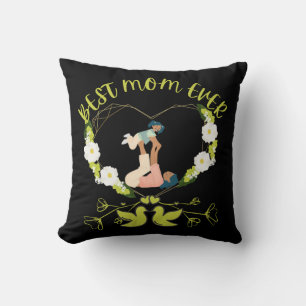 Green Floral Best Mum Ever Mother And Daughter  Cushion