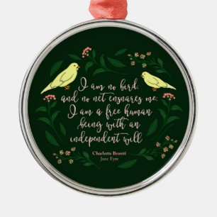 Green Floral Bird Jane Eyre Quote Charlotte Bronte Metal Tree Decoration