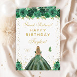 Green Floral Blonde Hair Girl Sweet Sixteen Card<br><div class="desc">This elegant and glamourous sweet sixteen birthday card can be personalised with a name or title such as daughter, granddaughter, niece, friend etc. The design features a beautiful princess with blonde hair and fair skin in a green ball gown. The text combines handwritten script and modern sans serif fonts for...</div>