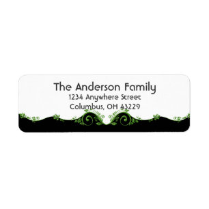 Green Floral Border Line Stylish Address Labels
