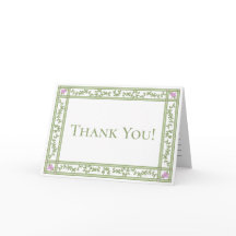 Green Floral Botanic Garden Folded Thank You Card
