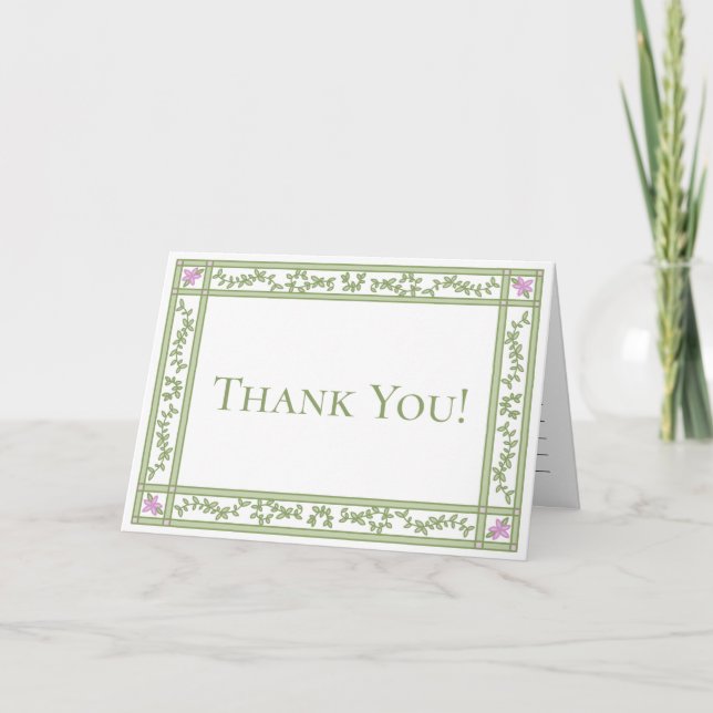 Green Floral Botanic Garden Folded Thank You Card (Front)