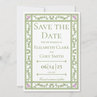 Green Floral Botanical Garden Wedding Save The Date