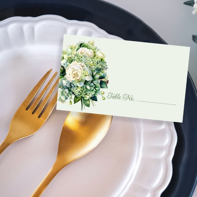 Green Floral Bouquet Wedding Escort Place Card (Creator Uploaded)